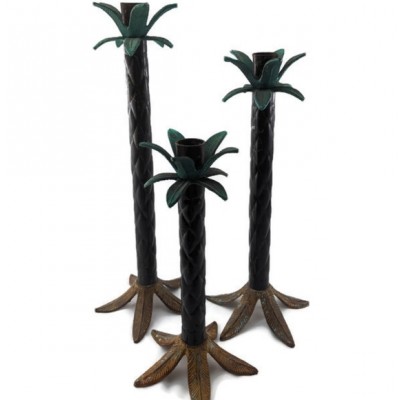 Metal Palm Tree Candle Holder Set of 3