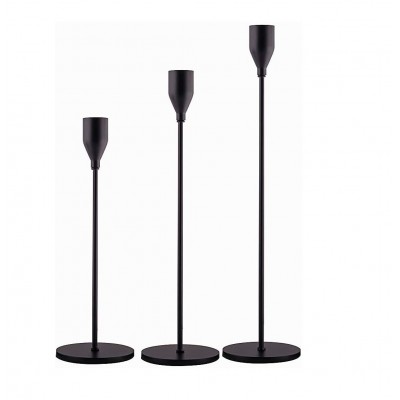 Metal Iron Black Candle Holders Set of 3