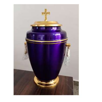 Iron Purple Funeral Cremation with Gold Cross on Top