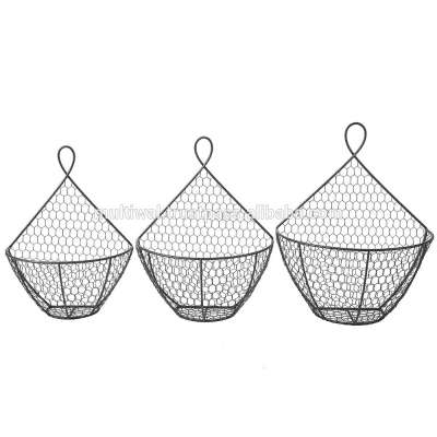 Wall Mounted Brown Metal Fruit Vegetable Baskets