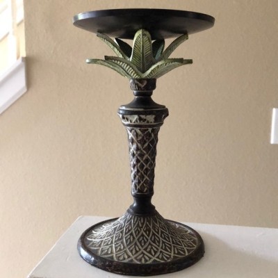 Metal Palm Tree Candle Pillar Holder